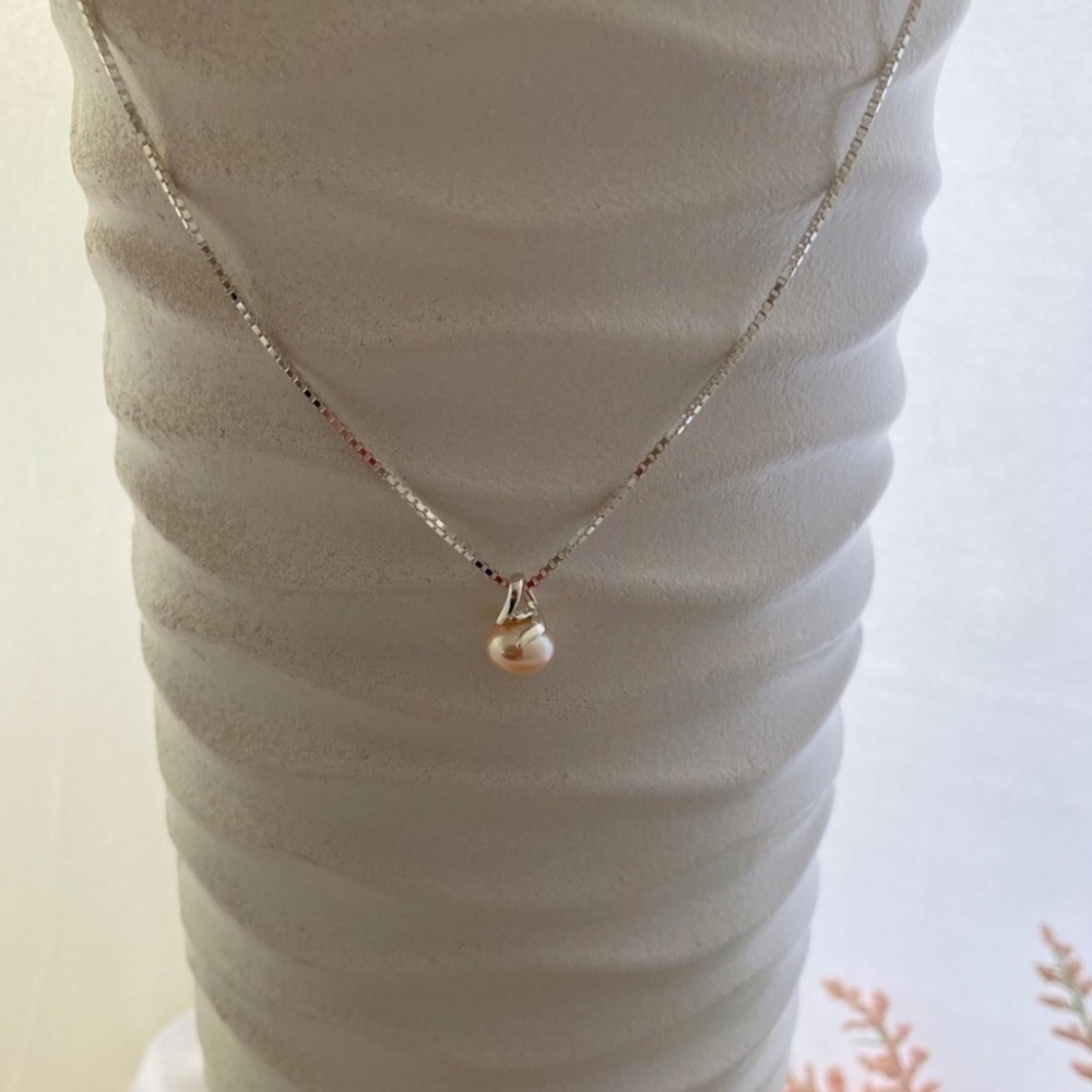 Pink Freshwater Pearl Necklace 18" 925 Silver - Picture 2 of 14
